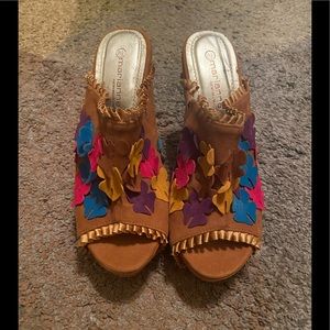 Colorful Floral Embellished Women's Mules